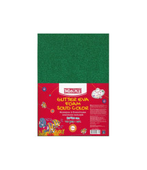 Hirtie gumata cu sclipici Autoadeziva (Foamiran) 20x30cm 2mm. Verde, set din 10 bucăți
